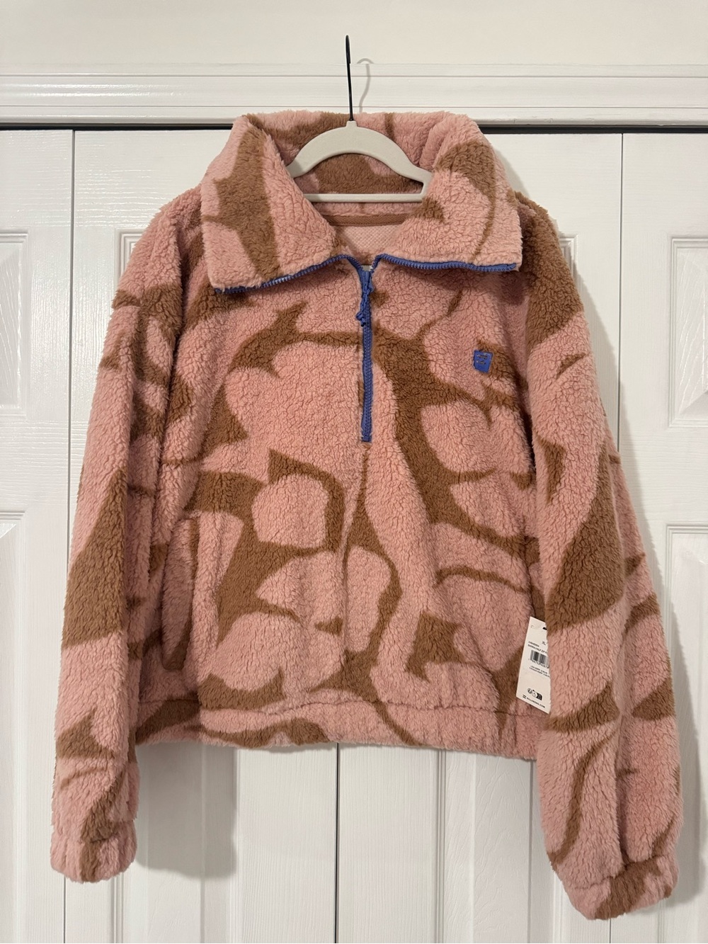Billabong Pink and Brown Patterned Fleece Half-Zip Pullover - Picture 2 of 5